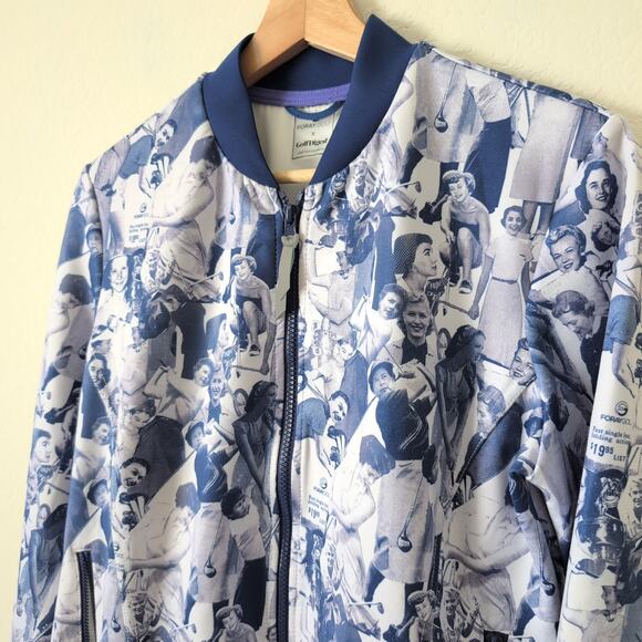 Foray Golf x Golf Digest Women's Printed Bomber Zip Jacket Size Medium - Retro - Picture 7 of 11